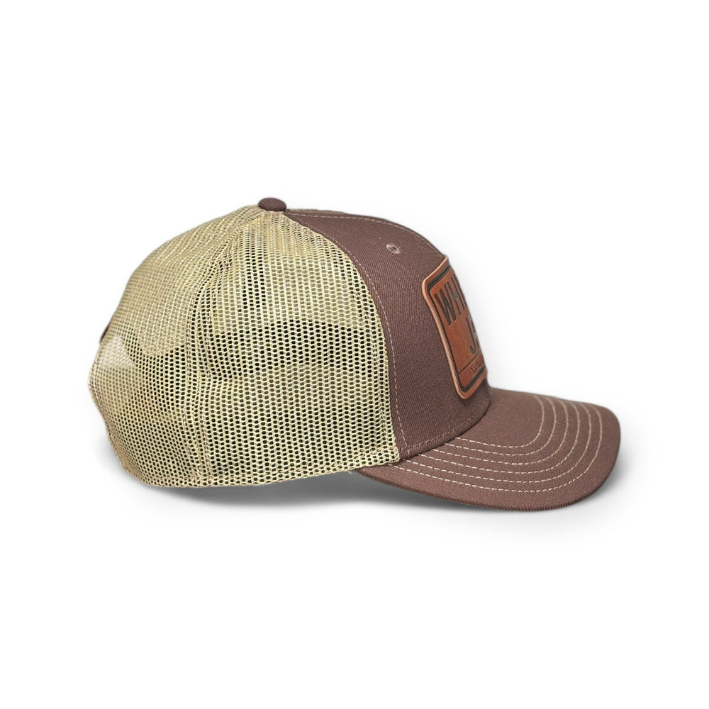 6 Panel Leather Patch Tractor Trucker