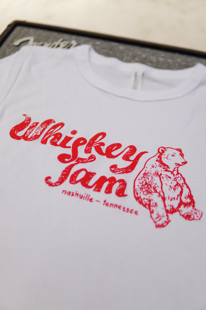 White & Red Jammy Bear Baby Doll Tee