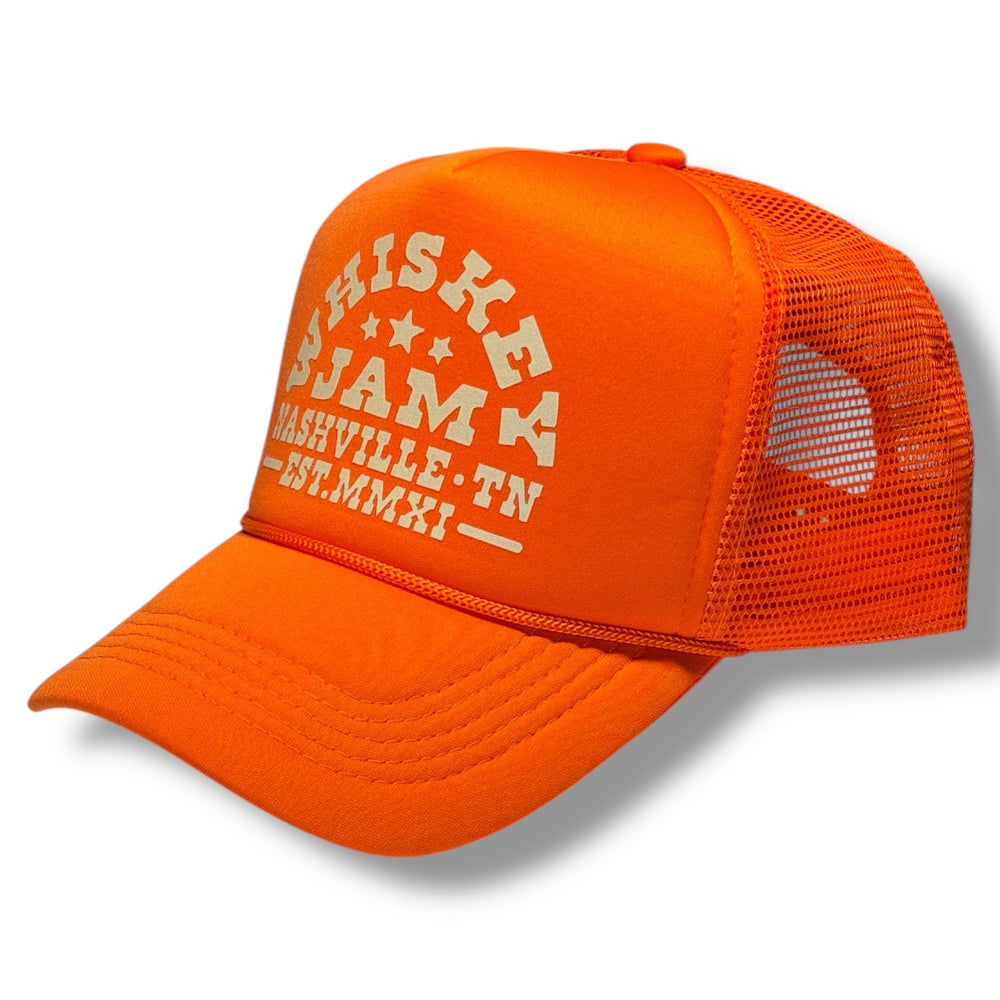 WJ Showboat Orange Foam Trucker