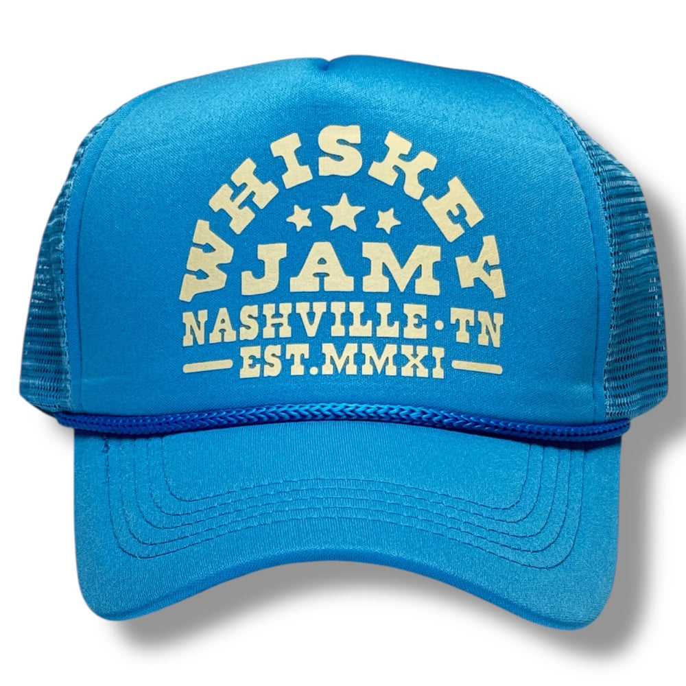 WJ Showboat Sky Blue Foam Trucker