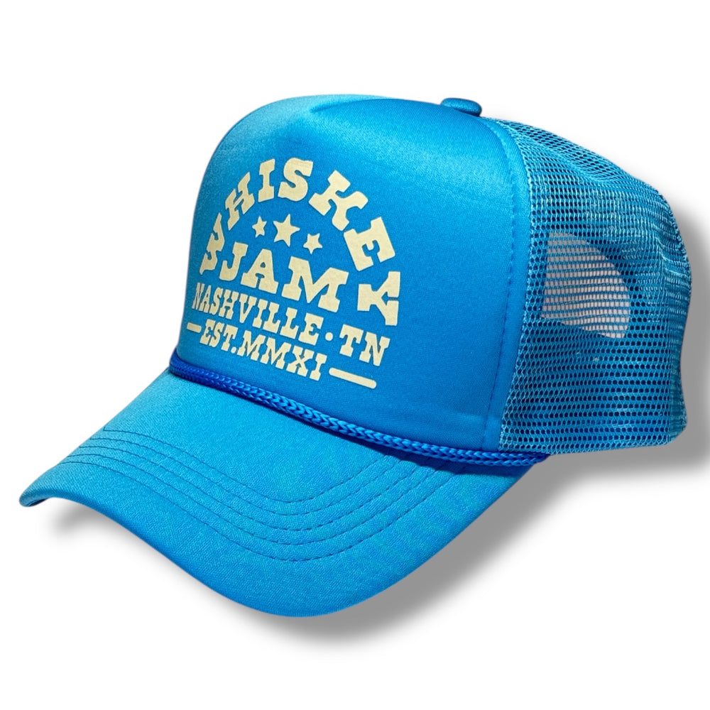 WJ Showboat Sky Blue Foam Trucker