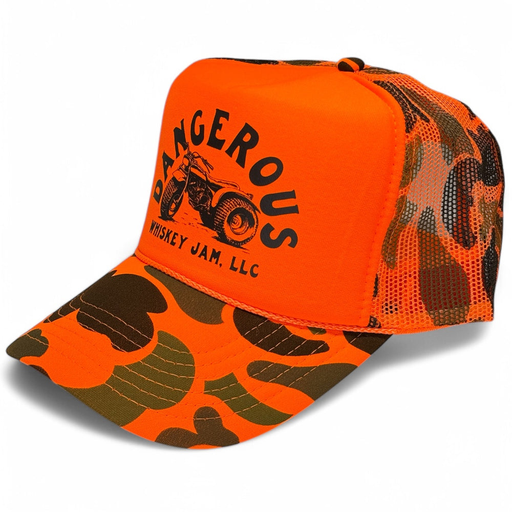 DANGEROUS Blaze Orange Camo Foam Trucker