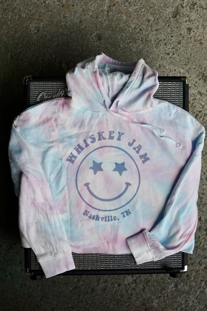 Cotton Candy Smiley Crop Hoodie